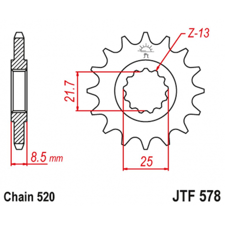 JT, přední řetězové kolečko 585 17 Kawasaki ZX-6R/RR '07-17, Yamaha XTZ 750 '90-'98 (58517JT) (řetěz 520)