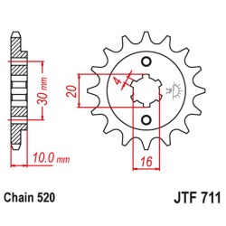 JT, přední řetězové kolečko 720 14 Cagiva 125 W8/FRECCIA/PLANET/MITO/RAPROR '85-10' (72014JT) (řetěz520)