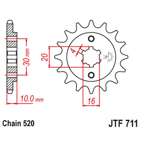 JT, přední řetězové kolečko 720 14 Cagiva 125 W8/FRECCIA/PLANET/MITO/RAPROR '85-10' (72014JT) (řetěz520)