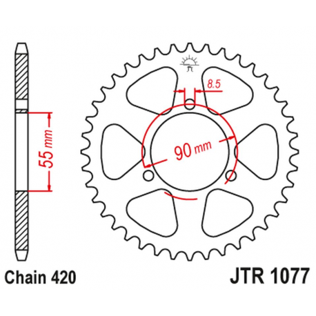 JT, rozeta 4575 47 RIEJU 50 RS2 MATRIX/PRO '03-09' NAKED '04-09 (457547JT) (řetěz420)