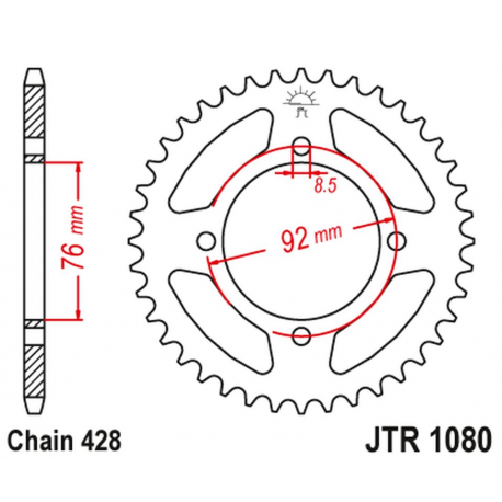 JT, rozeta THUMPSTAR PIT BIKES ALL 100CC+ X-SPORT PIT BIKES ALL 100CC+ (JTR1080,39) (řetěz 428)