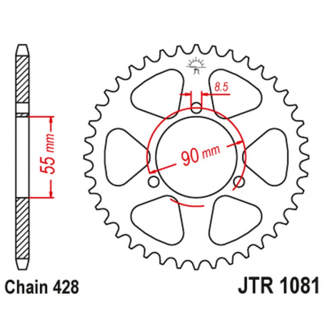 JT, rozeta 4612 46 RIEJU 125 RS2 NAKED/MATRIX/PRO '06-10'(461246JT) (řetěz428)