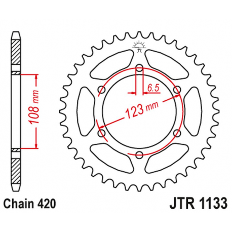 JT, rozeta 4412 52 Aprilia RS 50 '06-'14, DERBI GPR 50 '04-'13, SENDA SM 50 '07-'12 (441252JT) (řetěz420)