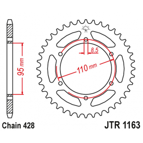 JT, rozeta 486 45 Cagiva 125 ELEFANT/STX ALETTA ROSSA '83-88' (48645JT) (řetěz 428)