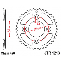JT, rozeta 4463 37 Honda CRF 50 '04-20' XR 50 '00-04' (446337JT) (řetěz420)