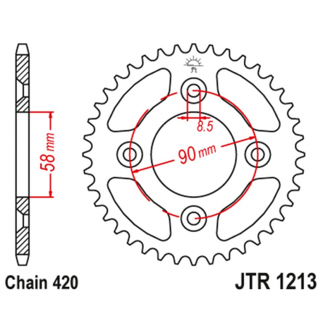 JT, rozeta 4463 37 Honda CRF 50 '04-20' XR 50 '00-04' (446337JT) (řetěz420)