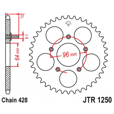 JT, rozeta JTR1250 48 Honda NX 125 '89-90' (JTR1250.48)*(ŁANC428)