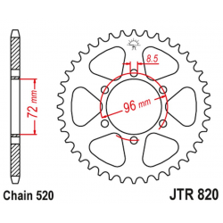 JT, rozeta 829 42 Suzuki DR 250 '82-87, SP 250 '82-85, DR 370 '78-79, SP 370 '77-82 (82942JT) (řetěz 520)
