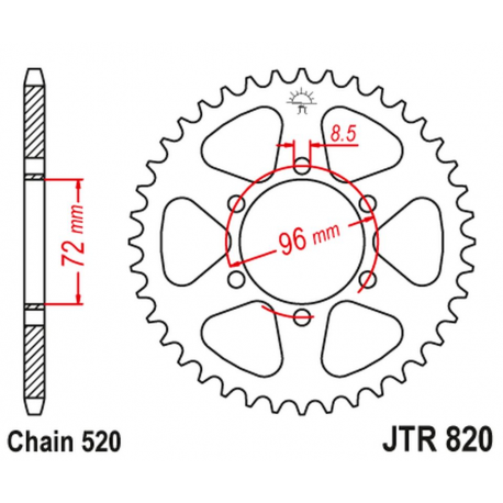 JT, rozeta 829 42 Suzuki DR 250 '82-87, SP 250 '82-85, DR 370 '78-79, SP 370 '77-82 (82942JT) (řetěz 520)