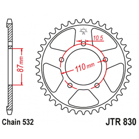 JT, rozeta 821 46 Suzuki GSX-R 1100 '86-88 (82146JT) (řetěz 532)