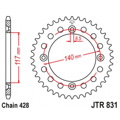 JT, rozeta 831 46 Yamaha YZ 80L/S '84, '86-92 (83146JT) (řetěz 428)