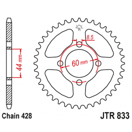 JT, rozeta 833 41 Yamaha DT 80MX '83-84 (83343JT) (řetěz 428)
