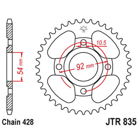 JT, rozeta 843 49 Yamaha SR 125 '82-03 (84349JT) (řetěz 428)