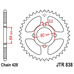 JT, rozeta 838 37 Yamaha RS 100 '76-80, RSX/RX 100 '83-94, CRYPTON 105R '97-00 (83837JT) (řetěz 428)