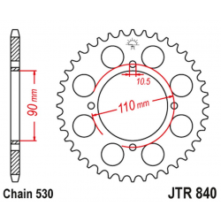 JT, rozeta 854 35 Yamaha XS 400 '82-83, XS 250 '82, (84035JT) (řetěz 530)