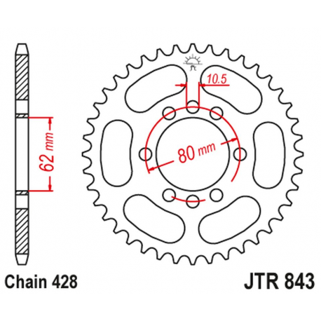 JT, rozeta 843 54 Yamaha DT 80LC '85-'94 (+3, )DT 125LC '85-'88 (+1), XT 125 '88-90 (84354JT) (řetěz 428)