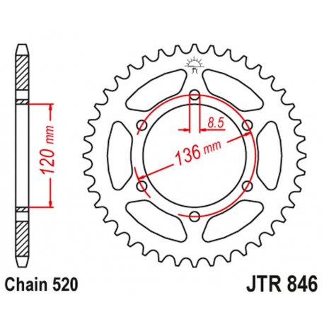 JT, rozeta 859 37 Yamaha SRX 600 '86-94 (85937JT) (řetěz 520)