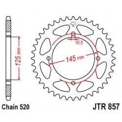 JT, rozeta 857 47 Yamaha XV 125 VIRAGO '97-01, XVS 125 Drag Star '00-04, TT 600R '04, (85747JT) (řetěz 520)