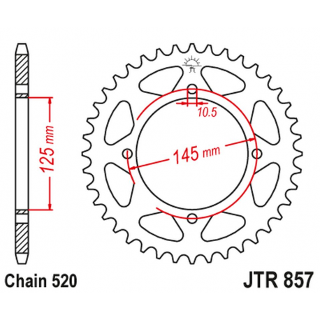 JT, rozeta 857 47 Yamaha XV 125 VIRAGO '97-01, XVS 125 Drag Star '00-04, TT 600R '04, (85747JT) (řetěz 520)