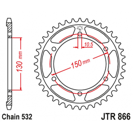 JT, rozeta 863 43 Yamaha FZR 750R '89, YZF 750R '93-97 (STD.43) XJR 1200 '95-98, (STD.+5) (86343JT) (řetěz532)
