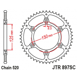 JT, rozeta 899 40 KTM EXC/SX/EXC-F 200/250/300/400/450/530 Ultralite Selfcleaning (89940JT) (řetěz 520)
