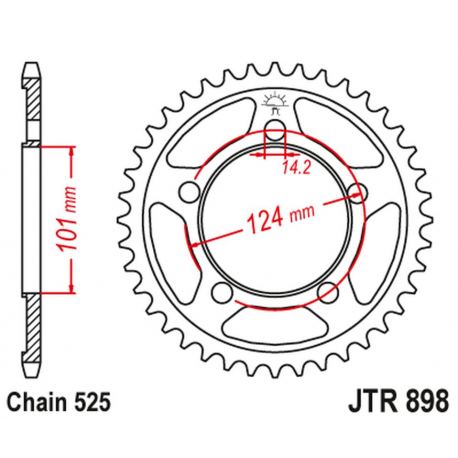 JT, rozeta 4508 38 KTM 990 SUPERDUKE/R '05-12 1190 RC8/R '10-15 (450838JT) (STD.38) (řetěz 525) černá barva
