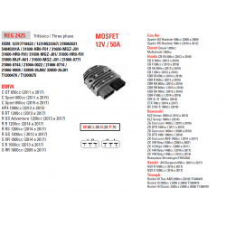 DZE, regulator napětí, BMW S1000RR 08-12, R1200 GS 13-15, Ducati 1200, Triumph, Kawasaki, Yamaha, Honda, MOSFET (50A)
