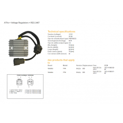 DZE, regulator napětí, Yamaha YFM 300 Grizzly '12-'13 (1SC-H1960-00-00, 1SC-H1960-01-00) Kymco MXU450 '10-'12