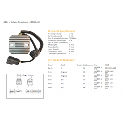 DZE, regulator napětí, Kymco MXU 150/250/300 '04-'11, CAN AM DS 250 '06-'15 12V 35A (31600-LBA7-900) (ESR344)