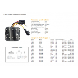 DZE, regulator napětí, Polaris SPORTSMAN EFI 500/700/800, RANGER EFI 500/700/800 (12V/35A) (4012384, 4011569, 4011925) (ESR826)
