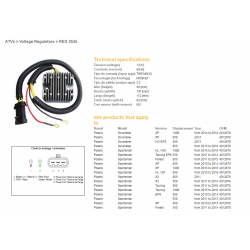 DZE, regulator napětí, Polaris SPORTSMAN 550 '10-'14, 850 '10-'16, 1000 '15-'16, SCRAMBLER 550/850/1000 (MOSFET - 50A) (4012678)