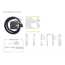 DZE, regulator napětí, Polaris ACE 325 EFI '14-'16, 570 EFI '15-'16, 900 '16, RZR 570/900 '12, RZR 1000 EFI '15, 12V 50A (MOSFET