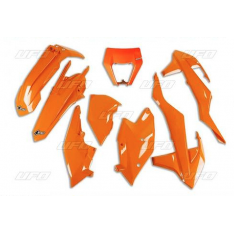 UFO, sada plastů, KTM EXC 125/150/250/300, EXC-F 250/350/450/500 '20-23, s rámečkem světla, OEM barva '22 (oranžová)