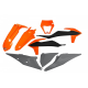 UFO, sada plastů, KTM EXC 125/150/250/300, EXC-F 250/350/450/500 '20-23, s rámečkem světla, OEM barva '21 (oranžová/černá)