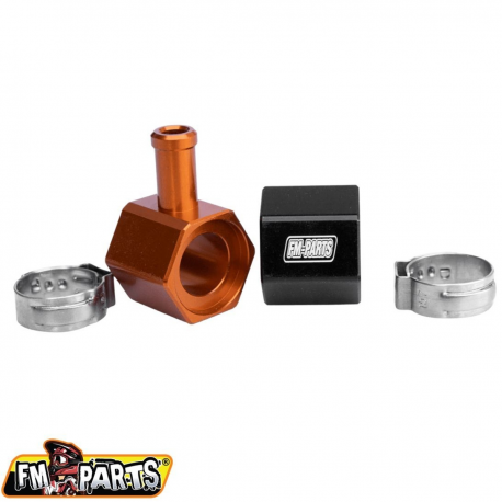 FM-Parts, hliníková spojka palivové hadičky, KTM, Husqvarna, Gas Gas TPI, černá barva