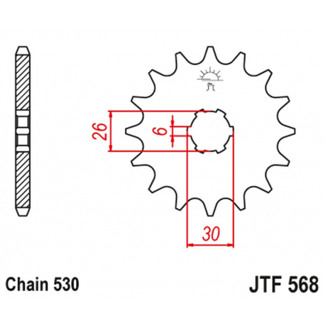 JT, přední řetězové kolečko 568 16 Yamaha XS 650 '75-'81, XS650 SE '78-'83 (56816JT) (řetěz 530)