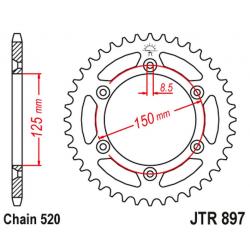 JT, rozeta 899 50, duralová Racelite, KTM SX/EXC/LC4 (91-21) (89950JTA) (řetěz 520), modrá