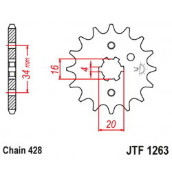 JT, přední řetězové kolečko 263 12 Suzuki RM 80/85, Yamaha XT 125 R/X (26312JT) (řetěz 428)