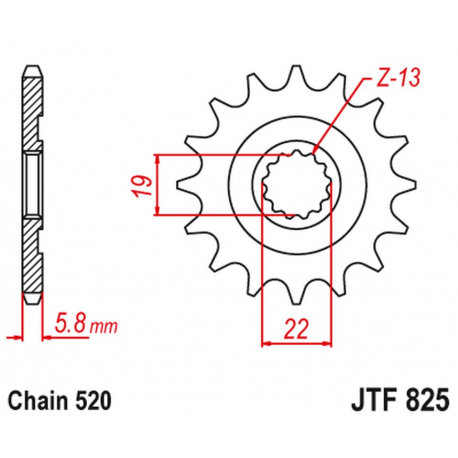 JT, přední řetězové kolečko 825 13 Husqvarna TC/TE/TXC 250/310 '09-13' (82513JT) (řetěz 520)