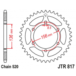 JT, rozeta 830 46 Derbi 659 Mulhacen '07-12, Suzuki RGV/TV 250 '89-90 (83046JT) (řetěz 630)