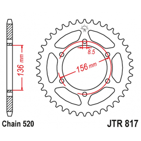 JT, rozeta 830 46 Derbi 659 Mulhacen '07-12, Suzuki RGV/TV 250 '89-90 (83046JT) (řetěz 630)