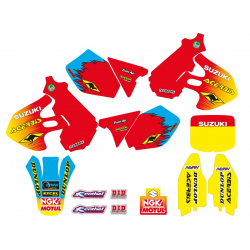 Tecnosel, kompletní sada polepů + potah sedla, Suzuki RM 125/250 '99-'00, Replica Team Suzuki '99