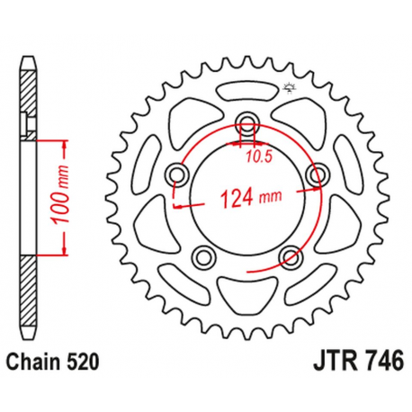 JT, rozeta 4444 43 Ducati PANIGALE 899 14-15, SCRAMBLER 800 15-18 (-2) (444443JT) (řetěz520)