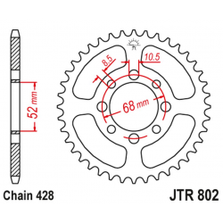 JT, rozeta 802 50 Suzuki TS 90 '72, GT 100 '76, RM 80 '80-81, RV 90 '73-77, Kawasaki KZR 100, KE 100 '80, (80250JT