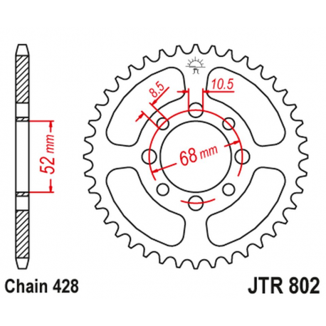 JT, rozeta 802 50 Suzuki TS 90 '72, GT 100 '76, RM 80 '80-81, RV 90 '73-77, Kawasaki KZR 100, KE 100 '80, (80250JT