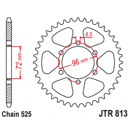 JT, rozeta Suzuki TS 250 '71-76 (řetěz 525)