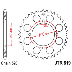 JT, rozeta 819 37 Suzuki RG 250 '83-84 (81937JT) (řetěz 520)