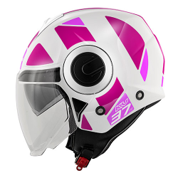 Kappa, Jet přilba KV37 Evo Style Lady, se sluneční clonou, barva bílá/růžová, velikost XS/54