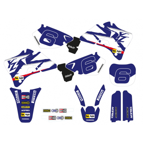 Tecnosel, sada polepů + potah sedla, Yamaha YZ 125/250 '96-'01, Replica Team Yamaha '98