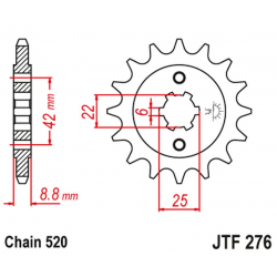 JT, přední řetězové kolečko 276 15 Honda CB 400N '81-'83 (27615JT) (řetěz 520)
